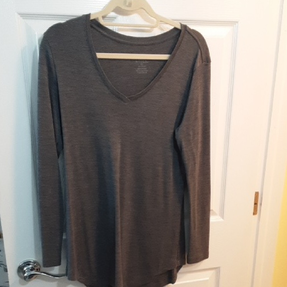 Woolx 100% Merino Gray V-Neck Long Sleeve Tunic